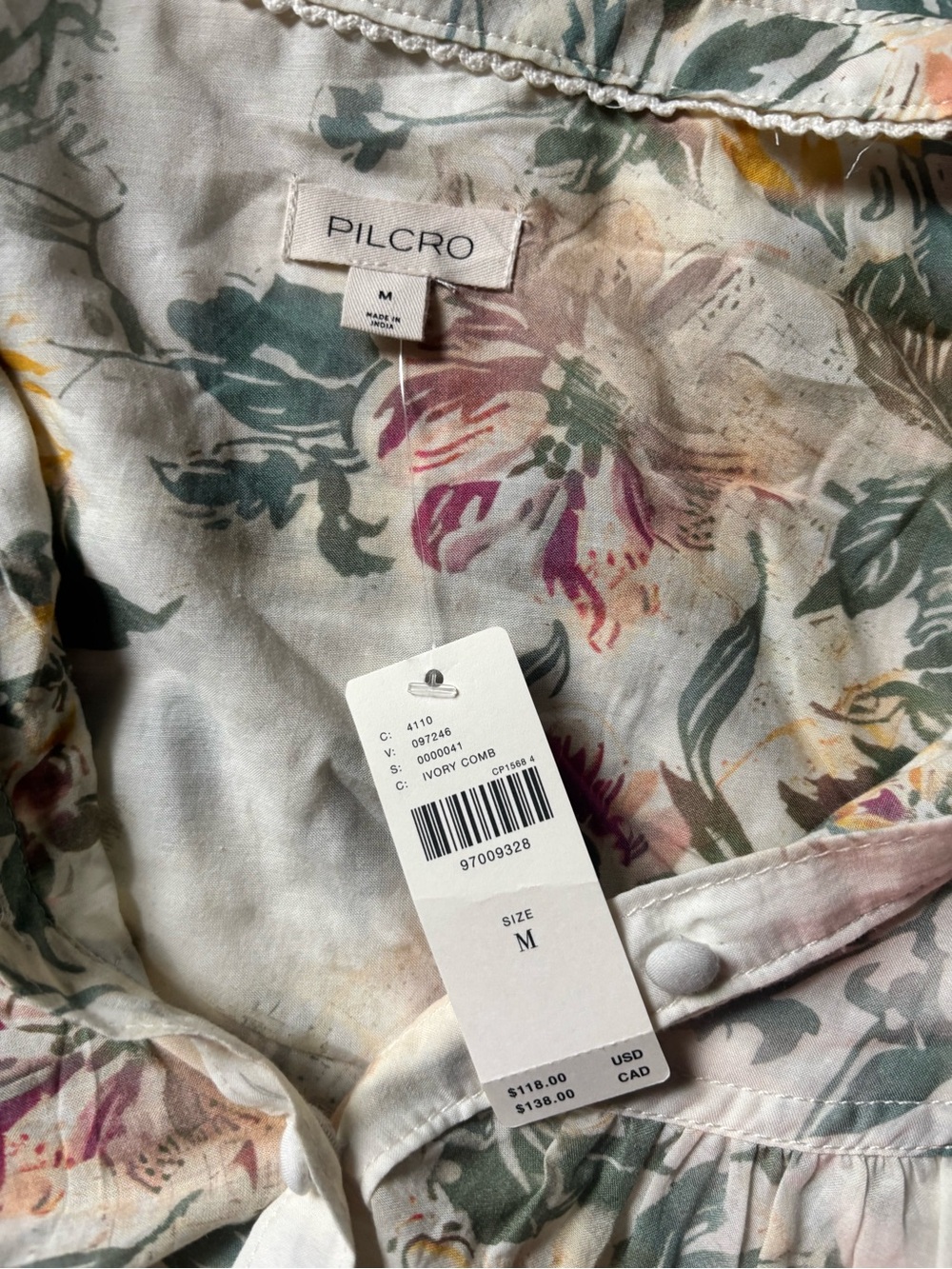 Pilcro batwing yoke blouse medium ivory floral - Picture 4 of 7